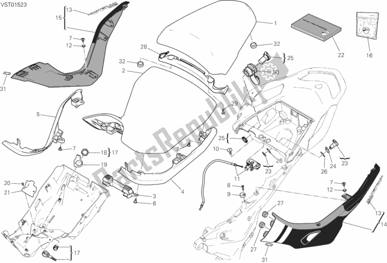 All parts for the Seat of the Ducati Multistrada 1200 S Pikes Peak Thailand 2016